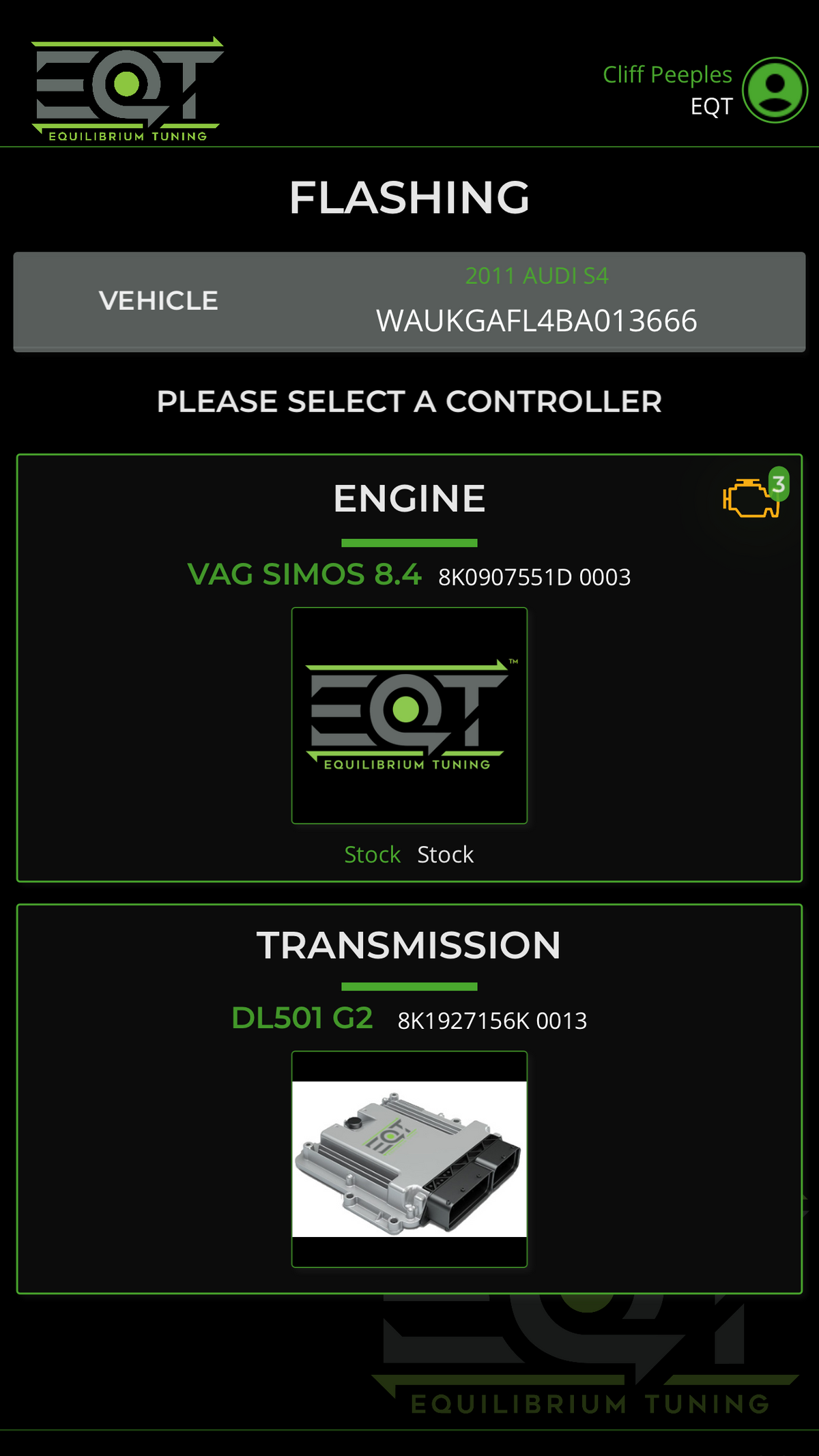 EQT SMD - Flashing Interface Screen