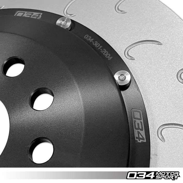 034Motorsport 2-Piece Floating Rear Brake Rotor 350mm Upgrade - VW/Audi MQB 2.0T/2.5T - Equilibrium Tuning, Inc.